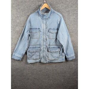 Judy Blue Womens Denim Ranch Coat Light Wash Chore Barn Jacket JB752 Large